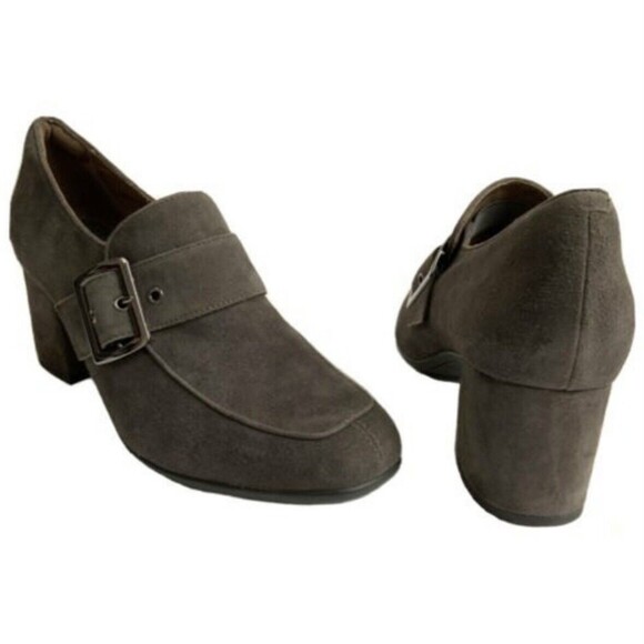 Earthies Suede Rhea Square-toe Block Heel Booties 10 - Picture 3 of 11